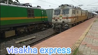 train no 17015 visakha express crossing dusi railway station in cloudy weather afternoon [upl. by Nyleda]