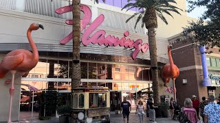 Walking the Las Vegas Strip The Cromwell casino Flamingo The Promenade LINQ and Harrah’s Casino [upl. by Freberg]