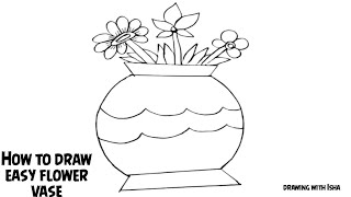 Flower vase easy drawingstep by step flower vase for kids easy way drawing [upl. by Riorsson730]