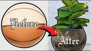 DIY Basketball Planter  Upcycled Home Decor Idea for Plant Lovers [upl. by Anolla]