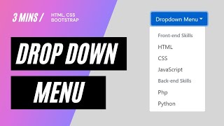 Dropdown Menu with HTML CSS and Bootstrap  Drop down menu  Css dropdown menu  Drop Down List [upl. by Anileh545]