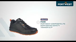 Portwest FC09  Portwest Compositelite Perforated Safety Trainer S1P  EN [upl. by Nnairret]