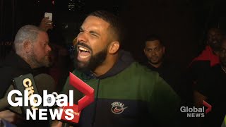 Drake gives rousing speech about Toronto after Raptors win Game 5 [upl. by Akinahc97]