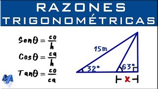 Razones trigonométricas  Aplicación con dos triángulos  Ejemplo 2 [upl. by Burrow]