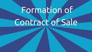 Formation of Contract of Sale  Formation of the Contract of Sale  CA CPT  CS amp CMA Foundation [upl. by Alleul]