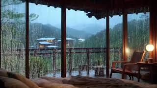 4K 10 hours  Tropical Storm Window with Rain amp Thunder  relaxation meditation natur [upl. by Eivi]