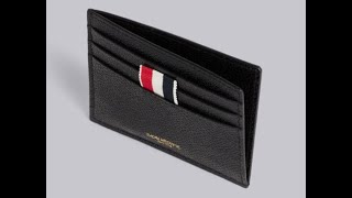 THOM BROWNE BLACK PEBBLE GRAIN LEATHER DEBOSSED 4 BAR CARD HOLDER MAW302A00198 001 [upl. by Annabel]