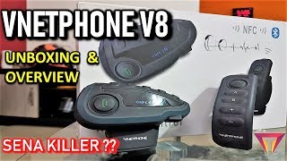 VNETPHONE V8  HELMET BLUETOOTH INTERCOM  SENA KILLER  PART1 UNBOXING amp OVERVIEW [upl. by Burkhardt]