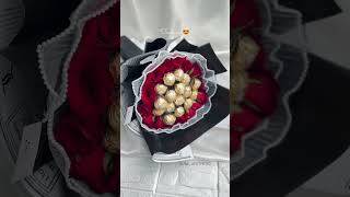 Ferrero and rose bouquet 😍fyprosesshorts [upl. by Stokes]