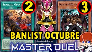 Banlist Master Duel Octubre 2024 Reviven Los Branded y Los Hero TeamSetoX YuGiOh [upl. by Oalsecnew]