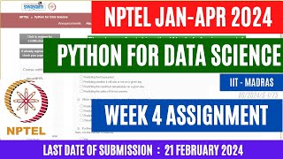 NPTEL Python for Data Science Week 4 Assignment Solutions  Jan Apr 2024  OPEducore [upl. by Aisatna463]