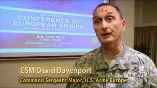 USAREUR Spotlight  USAREUR CSM Davenport at NCOCEA [upl. by Eedrahc]