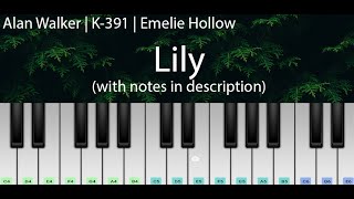 Lily Alan Walker K391 amp Emelie Hollow  Easy Piano Tutorial with Notes  Perfect Piano [upl. by Schoenfelder]