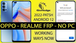 FRP BYPASS ALL OPPOREALME REMOVE GOOGLE ACCOUNT ANDROID 12 NEW SECURITY [upl. by Minni]