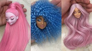 Barbie Doll Makeover Transformation  DIY Miniature Ideas for Barbie  Wig Dress Faceup and More [upl. by Nyrek887]