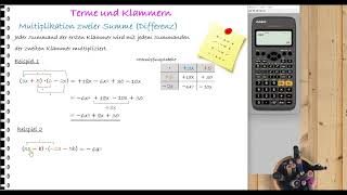 Lernvideozwei Summen Differenzen multiplizieren Distributivgesetz [upl. by Jaala]