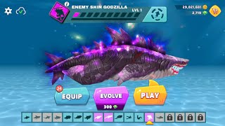 NEW ENEMY GODZILLA SHARK UNLOCKED AND GAMEPLAY  Hungry Shark Evolution [upl. by Lapides]