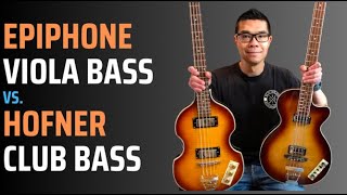 Epiphone Viola Bass vs Hofner Club Bass Contemporary series  Sonic neck and pricing comparisons [upl. by Nahtanod]