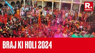 Braj Ki Holi 2024  Thousands Gather In Vrindavan To Celebrate Festival Of Colours With Enthusiasm [upl. by Serg647]