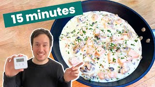 Recette express en 15 minutes  Saumon à la crème et aux champignons [upl. by Enair728]