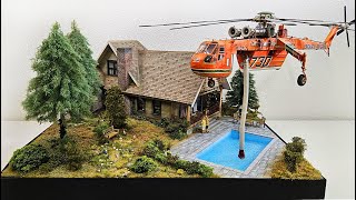 Kanada Blockhouse Diorama 135 with Flying Sikorsky Skycrane S64 Helicopter [upl. by Stedmann]