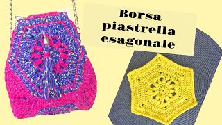 BORSA UNCINETTO TRACOLLA ZAINO 🎒 PIASTRELLA ESAGONALE 👉modello facile elenagabryela [upl. by Buck]