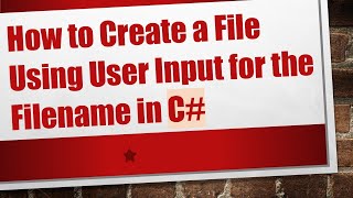 How to Create a File Using User Input for the Filename in C [upl. by Alten]