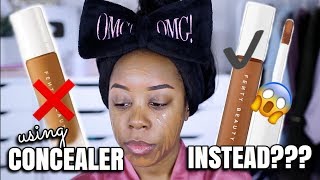 I USED THE FENTY CONCEALER AS FOUNDATION AND THIS IS WHAT HAPPENED  FULL TUTORIAL  Andrea Renee [upl. by Ordnasil55]