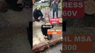 Battery Chainsaw Test Kress 60v VS Stihl MSA 300 [upl. by Obara]