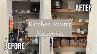 KITCHEN PANTRY UPDATE HOW TO COVER WIRE SHELVING  DIY UNDER 100 [upl. by Anahsat]