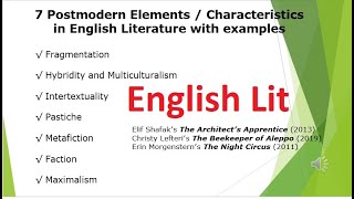 7 Postmodern Elements  Characteristics in English Literature with Examples [upl. by Aenej]