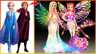 Frozen Elsa Anna Grow Up  Frozen Disney Princesses Glow Up Art  Fairy Wings Fashion Wow [upl. by Jeromy]