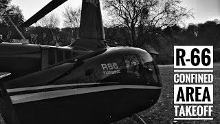 Robinson R66 turbine Helicopter confined area takeoff  cockpit view [upl. by Fechter]