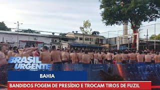 Bandidos fogem de presídio e trocam tiros de fuzil  Brasil Urgente [upl. by Dewitt]