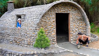 Stone House In The MidWinter 1°C  Final Finishing Stages  Bulld Log Cabin  Farm Life  New Life [upl. by Essirehc182]