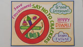 Diwali Drawing EasySay No To Crackers Poster Drawing IdeaSave Environment Poster Drawing Idea [upl. by Robins]