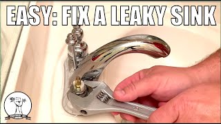 EASY How To Fix a Leaky Sink  Leaking from Handle or Faucet [upl. by Cirtap465]