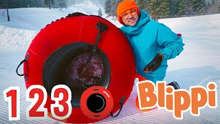 Learning Colors Shapes And Vehicles With Blippi In The Snow  Educational Videos For Kids [upl. by Elnukeda]