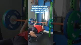 WORKING ON MY BENCH PRESS FORM AND INCREASING WEIGHT ON BARfitnessmotivationbenchpressshorts [upl. by Joed]