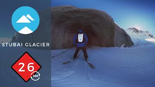 Ski route 26 Fernau  360 VR  Stubai Glacier Austria  Piste View [upl. by Romeu738]