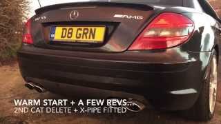 SLK55 AMG 2nd Cat Delete  XPipe before and after [upl. by Inga]