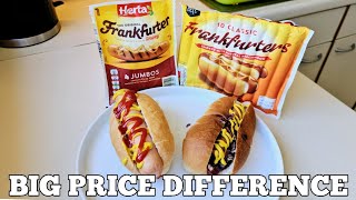 NEW Herta JUMBOS Vs ALDI 10 Frankfurters Food Review [upl. by Naitsihc]