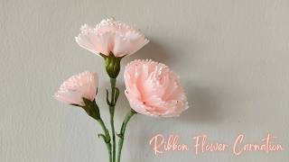 DIY Ribbon Flower Carnation  How to make beautiful flower carnation from satin ribbon easily [upl. by Welford]