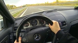 Mercedes C63 AMG Acceleration  Kickdown Onboard POV on Autobahn Highway V8 Sound Autostrada [upl. by Ardnuek]