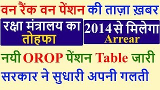 OROP LATEST NEWS TODAY  2014 से मिलेगा OROP ARREARS  सरकार ने सुधारी गलती जारी की नयी OROP TABLE [upl. by Ophelie]