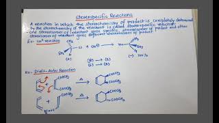 Stereospecific Reactions [upl. by Lindo]