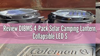 Review DIBMS 4Pack Solar Camping Lantern Collapsible LED Solar USB Rechargeable Lantern Flashlight [upl. by Alleuqcaj]