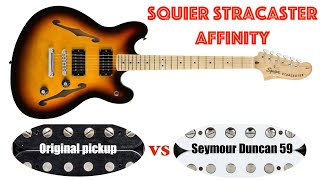 Squier Starcaster original pickup vs Seymour Duncan sh1 57 set [upl. by Aihsekin]