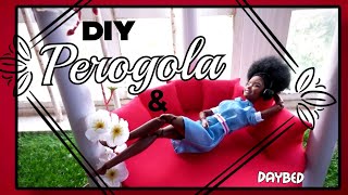 DIY How to Make  Dollhouse Pergola and daybed  BARBIE SIZED barbie howtomake Crafts [upl. by Eilerua245]