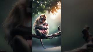 Cute Monkey Cuddles Mom in the Downpour monkey babymonky cute [upl. by Leffert]